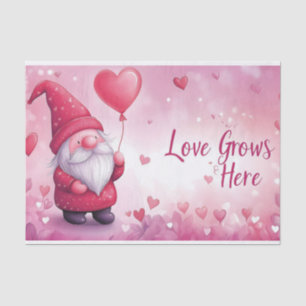 Adorable Valentine's Day Gnome with Heart Balloon Tissue Paper