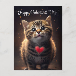 Adorable Valentine's Day Kitten Postcard