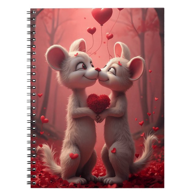 Adorable Valentine's Day Romantic Mice in Love Notebook (Front)