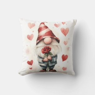 Adorable Valentine's Gnome: with a Rose Cushion