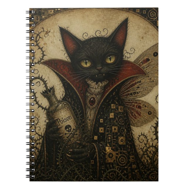 Adorable Vampire Black Cat Fairy Notebook (Front)