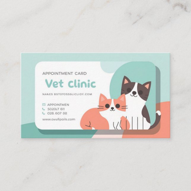 Adorable Vet Clinic Appointment Card - Pet Paws De (Front)