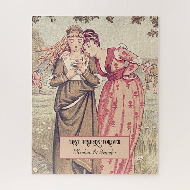 Adorable Victorian Friends Personalised Besties Jigsaw Puzzle (Vertical)