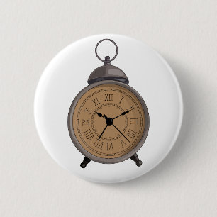 Adorable Vintage Alarm Clock 6 Cm Round Badge