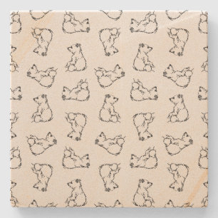 Adorable Vintage Bear Cubs CUSTOM BG COLOR Stone Coaster