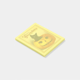 Adorable Vintage Black Cat Halloween Pumpkin Post-it Notes