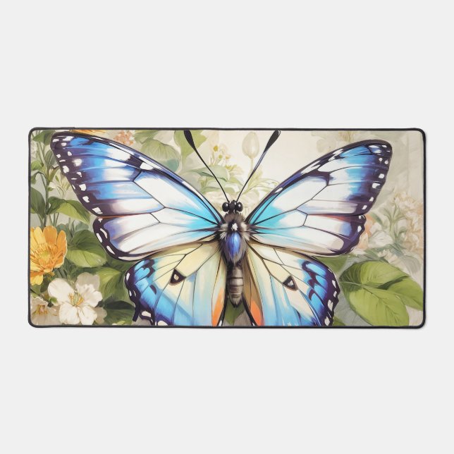 Adorable Vintage Butterfly Illustration Desk Mat (Front)