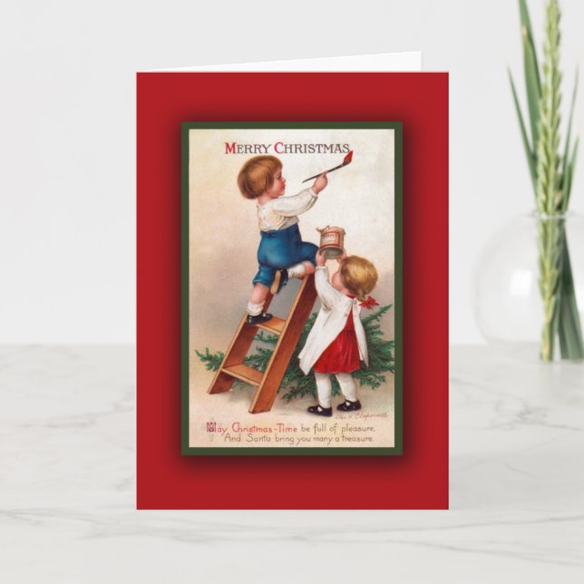 Adorable Vintage Christmas Art Card (Front)
