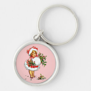 Adorable Vintage Christmas Child Key Ring
