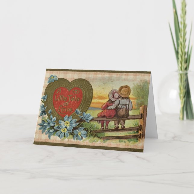 Adorable Vintage Illustration Children Big Heart   Card (Front)