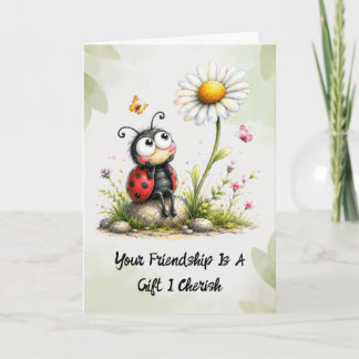 Adorable Vintage Ladybug "Your Friendship" Card