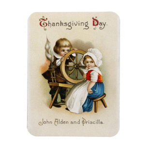 Adorable Vintage Pilgrims Magnet