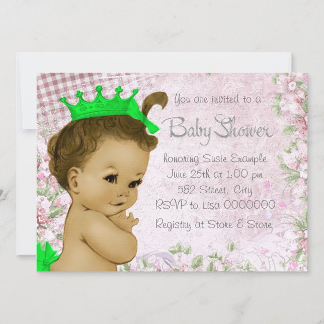 Adorable Vintage Pink Baby Shower Invitation (Front)