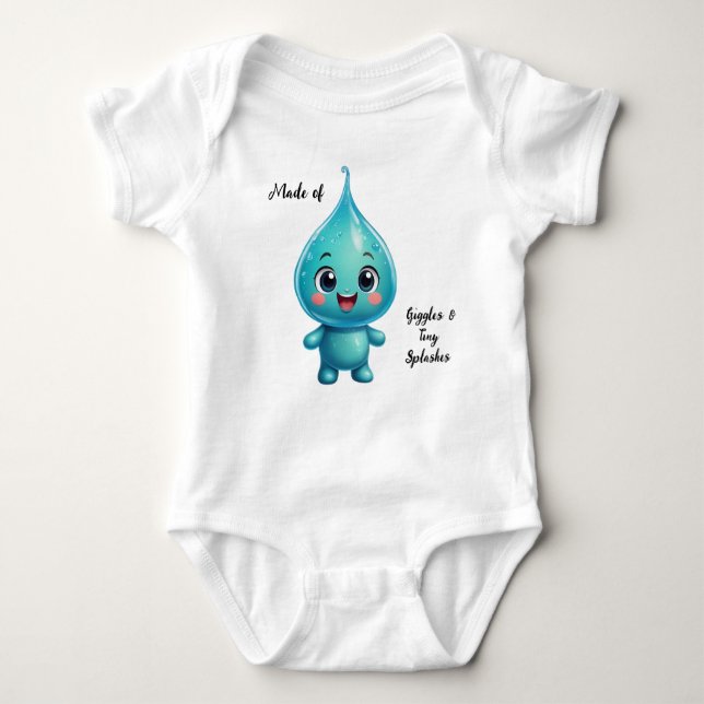 Adorable Water Droplet Cartoon Character – Cute Baby Bodysuit (Front)