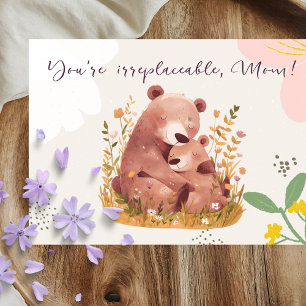Adorable Watercolor Bear Mother's Day Card 