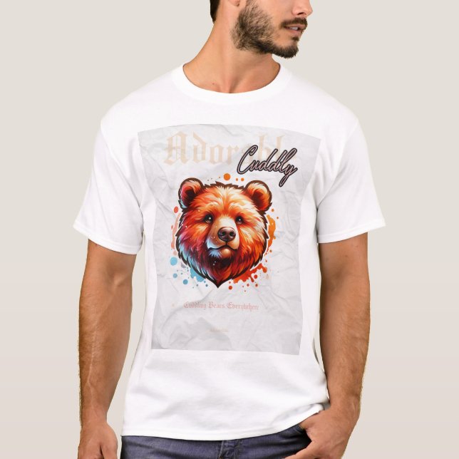 Adorable Watercolor Bear T-Shirt – Cute Hand-Paint (Front)