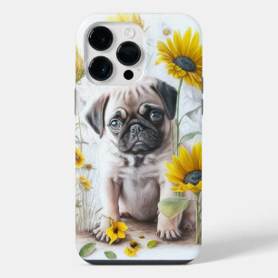 ADORABLE WATERCOLOR BLACK TAN PUG PUPPY DOG iPhone 14 PRO MAX CASE