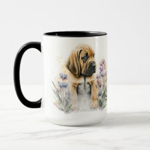 ADORABLE WATERCOLOR BLOODHOUND PUPPY DOG MUG