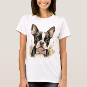 ADORABLE WATERCOLOR BOSTON TERRIER DOG T-Shirt