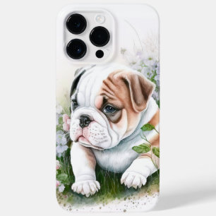 ADORABLE WATERCOLOR BULLDOG PUPPY FLOWERS Case-Mate iPhone 14 PRO MAX CASE