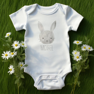Adorable Watercolor Bunny Baby Bodysuit