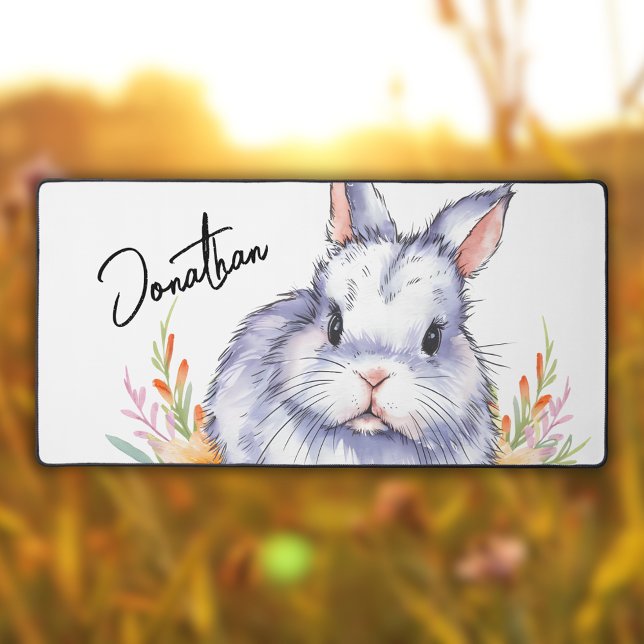 Adorable Watercolor Bunny Desk Mat (Creator Uploaded)