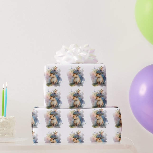 Adorable Watercolor Bunny Wrapping Paper (Party Gifts)