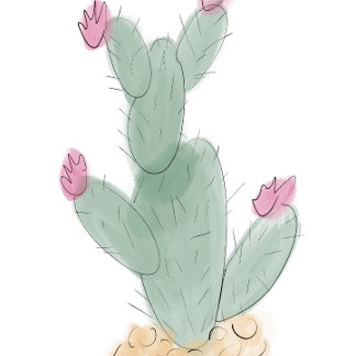 Adorable Watercolor Cactus with Flowers Sticker
