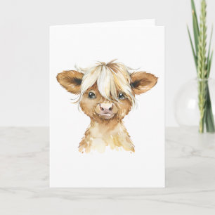 Adorable Watercolor Calf All Occasions  Card