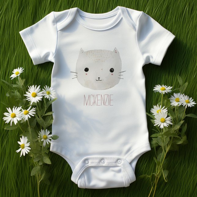 Adorable Watercolor Cat Baby Bodysuit (Creator Uploaded)