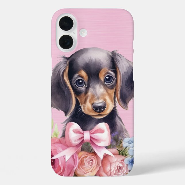 ADORABLE WATERCOLOR DACHSHUND PUPPY DOG Case-Mate iPhone CASE (Back)