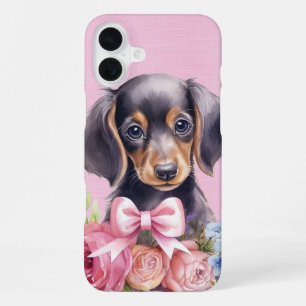 ADORABLE WATERCOLOR DACHSHUND PUPPY DOG iPhone 16 PLUS CASE