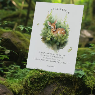 Adorable Watercolor Deer Diaper Raffle Sign