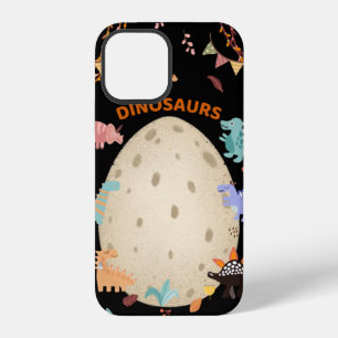 Adorable Watercolor Dinosaurs with Large Dino Egg iPhone 12 Case