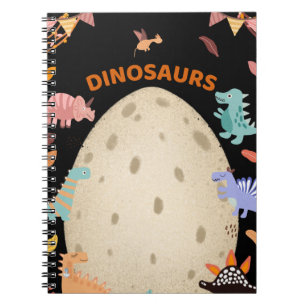 Adorable Watercolor Dinosaurs with Large Dino Egg Notebook