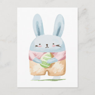 Adorable Watercolor Easter Bunny Postcard
