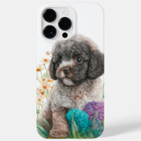 ADORABLE WATERCOLOR GRAY POODLE PUPPY DOG