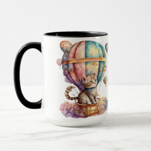 ADORABLE WATERCOLOR KITTENS IN HOT AIR BALLOONS MUG