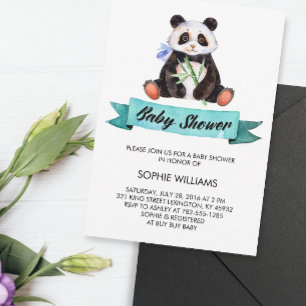 Adorable Watercolor Panda Baby Shower Invitation