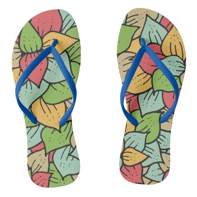 Adorable watercolor pattern botanical leaf green thongs (Footbed)