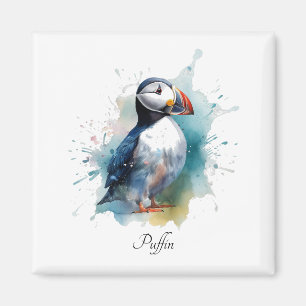 Adorable Watercolor Puffin, custom Magnet