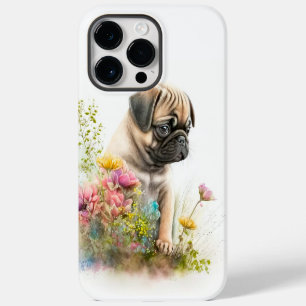 ADORABLE WATERCOLOR PUG PUPPY DOG iPhone 14 PRO MAX CASE
