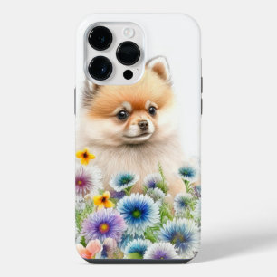 ADORABLE WATERCOLOR RED POMERANIAN PUPPY DOG iPhone 14 PRO MAX CASE
