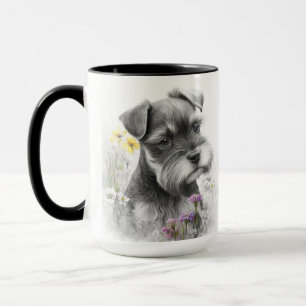 ADORABLE WATERCOLOR SCHNAUZER PUPPY DOG MUG