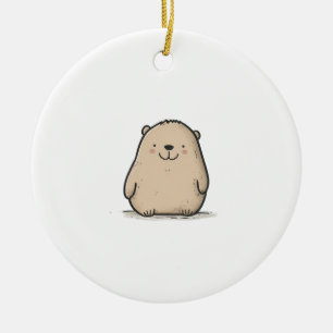 Adorable Watercolor Wombat Ceramic Ornament
