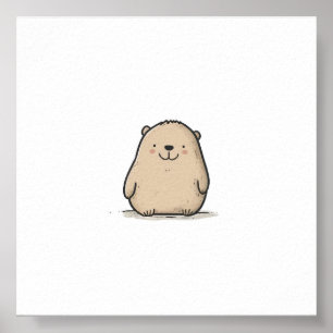 Adorable Watercolor Wombat Poster