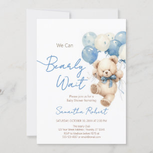 Adorable We Can Bearly Wait Baby Shower Invitation