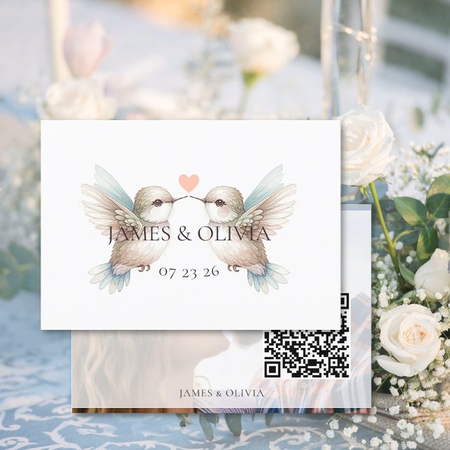 Adorable Wedding Add Photo QR Code RSVP Card (Adorable Wedding Add Photo QR Code RSVP Card (front and back))
