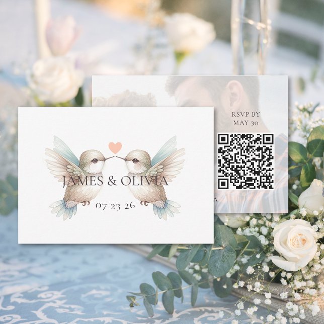 Adorable Wedding Add Photo QR Code RSVP Card (Adorable Wedding Add Photo QR Code RSVP Card (front and back))