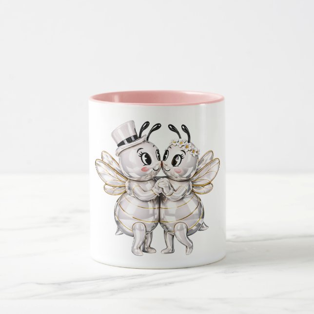 Adorable Wedding Bee Couple Mug (Center)
